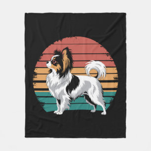 Retro Vintage Papillon Hundeliebhaber Tier Papillo Fleecedecke