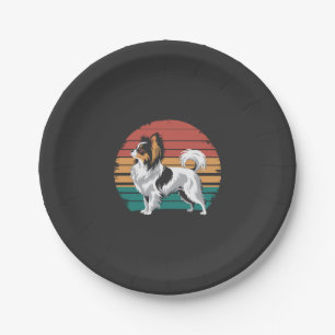 Retro Vintage Papillon Hundeliebhaber Tier Papillo Pappteller