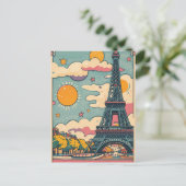 Retro-Vintage Pastellfarben Paris Postkarte (Stehend Vorderseite)