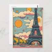 Retro-Vintage Pastellfarben Paris Postkarte (Vorne/Hinten)