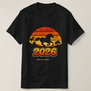 Retro Vintage Pferd Sonnenuntergang 2026 T-Shirt