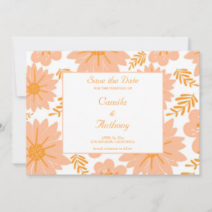 Retro Vintage Pfirsich Flaum Orange Blume Muster Einladung