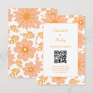 Retro Vintage Pfirsich Flaum Orange Blumenmuster Begleitkarte