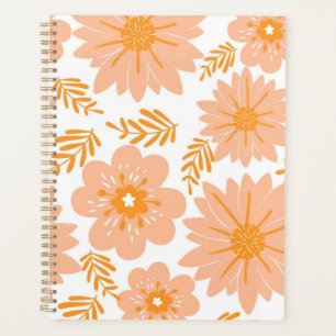 Retro Vintage Pfirsich Flaum Orange Blumenmuster Planer