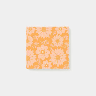 Retro Vintage Pfirsich Flaum Orange Blumenmuster Post-it Klebezettel