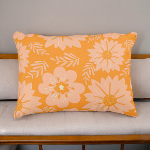 Retro Vintage Pfirsich Flausch Orange-Blumen-Muste Dekokissen