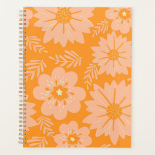 Retro Vintage Pfirsich Flausch Orange-Blumen-Muste Planer
