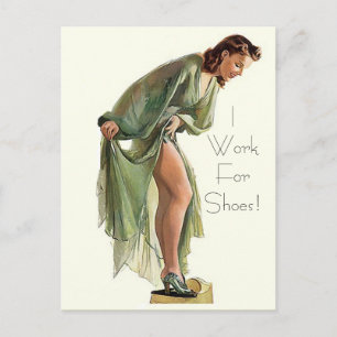 Retro Vintage Pin-up shoes I work for Postcard Postkarte