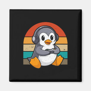 Retro Vintage Pinguin Videospieler Kawaii Gaming Magnet