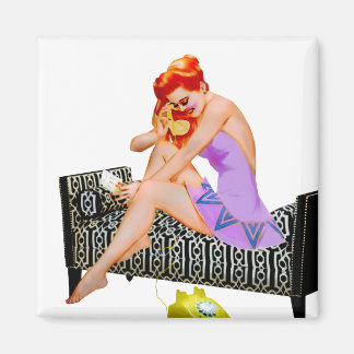 Retro-Vintage-Pinup-Girl am Telefon Magnet