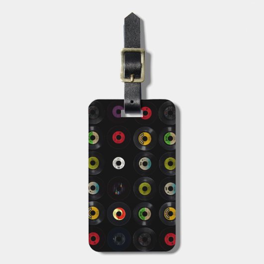 Retro Vintage Platten des Vinyl45 Gepäckanhänger (Vorderseite vertikal)