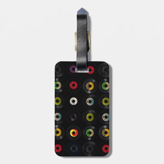 Retro Vintage Platten des Vinyl45 Gepäckanhänger (Rückseite vertikal)