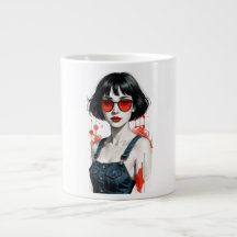 Retro-Vintage-Pop-Art-Mädchen-Jumbo-Mug – 80er 90e