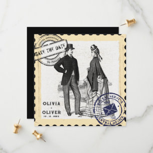 Retro Vintage Porto Briefmarke Hochzeit Save The Date