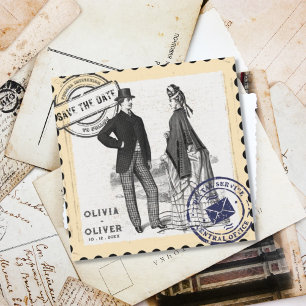 Retro Vintage Porto Briefmarke Hochzeit Save The Date