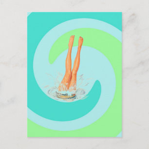 Retro Vintage Postkarte Seafoam Surfwellen Tauchen