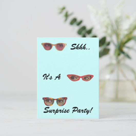 Retro Vintage Postkarten Überraschung Party Diskre (Stehend Vorderseite)