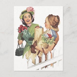 Retro Vintage Postkartendusche Nachbarn Freunde PC Postkarte