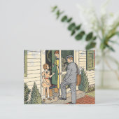 Retro Vintage Postman Book Illustration Postkarte (Stehend Vorderseite)