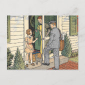 Retro Vintage Postman Book Illustration Postkarte (Vorderseite)