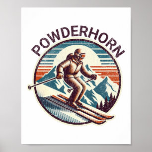 Retro Vintage Powderhorn Colorado Skigebiet Winter Poster