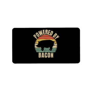 Retro Vintage Powered By Bacon BBQ BBQ Adressaufkleber