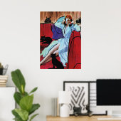 Retro Vintage Pulp Cover Kunst mit jungen Freunden Poster (Heimbüro)