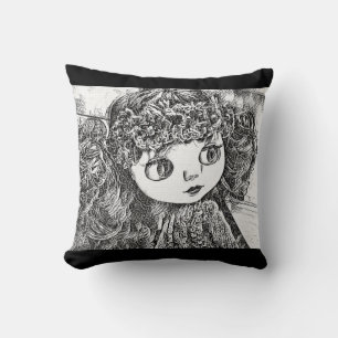 Retro-vintage-Puppe-Grunge-Kunst-süß-lustig-Boho-S Kissen