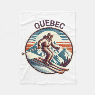 Retro Vintage Quebec Kanada Skigebiet Winter Skifa Fleecedecke