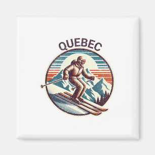 Retro Vintage Quebec Kanada Skigebiet Winter Skifa Magnet