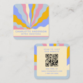 Retro Vintage Rays QR Code Abstrakt Trendy Quadratische Visitenkarte