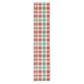 Retro Vintage Red Green Textured Plaid  Kurzer Tischläufer (Vorderseite)