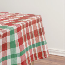 Retro Vintage Red Green Textured Plaid 