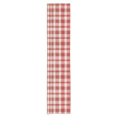 Retro Vintage Red Textured Plaid  Kurzer Tischläufer (Vorderseite)