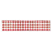 Retro Vintage Red Textured Plaid  Kurzer Tischläufer (Horizontal)
