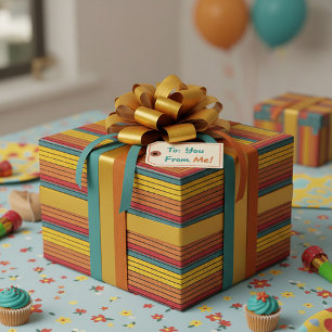 Retro-Vintage-Regenbogen-Sonnenuntergangsstreifen Geschenkpapier