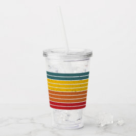 Retro Vintage Regenbogenstreifen Acryltrinkbecher
