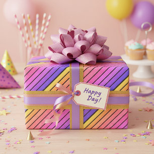 Retro Vintage Regenbogenstreifen Geschenkpapier