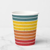 Retro Vintage Regenbogenstreifen Pappbecher (Rückseite)