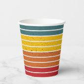 Retro Vintage Regenbogenstreifen Pappbecher (Vorderseite)