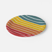 Retro Vintage Regenbogenstreifen Pappteller (Schrägansicht)