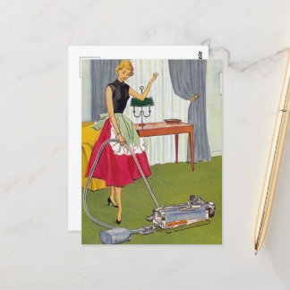 Retro-Vintage Reinigungsfrau Postkarte