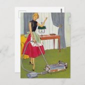 Retro-Vintage Reinigungsfrau Postkarte (Vorne/Hinten)