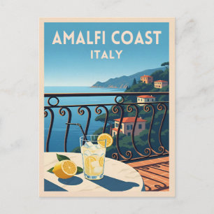 Retro Vintage Reise Amalfi Küste Italien Landschaf Postkarte