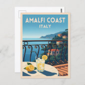 Retro Vintage Reise Amalfi Küste Italien Landschaf Postkarte (Vorne/Hinten)