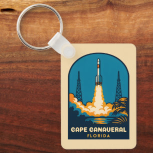 Retro Vintage Reise Cape Canaveral Florida Rakete Schlüsselanhänger