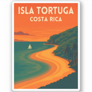 Retro Vintage Reise Costa Rica Isla Tortuga Aufkleber