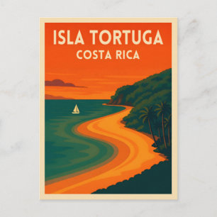 Retro Vintage Reise Costa Rica Isla Tortuga Postkarte