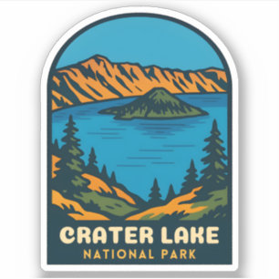 Retro Vintage Reise Crater Lake Nationalpark Aufkleber