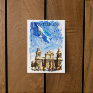 Retro Vintage Reise Guatemala Aquarell Postkarte